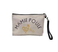 Pochette in lino - Collezione Famiglia Papà Mamma Fratello Sorella Nonna Papi Matrigna Idea Regalo Fete Cugino - Astuccio Trucco in Tela Aspetto Lino - Astuccio da toilette - Portamonete, Gallina