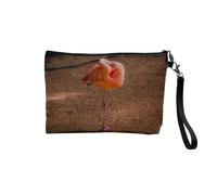 Pochette in lino - Collezione fenicotteri rosa uccello esotico Africa Photo Animal Nature Lac - Astuccio trucco in tela effetto lino - Astuccio da toilette - Portamonete, beige, 23.5 x 15 cm, Astuccio