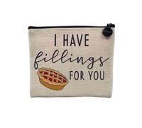 Pochette in lino, collezione giochi di parola, scherzo umorismo, illustrazione di Drole Anniversario, astuccio per trucco in tela, effetto lino, astuccio da bagno, portamonete, Fillings For You, 15 x