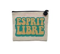 Pochette in lino - Collezione Hippie Bohème Boho Culture Illustration Disegno Actrapeur Reve Esoterique - Astuccio trucco in tela effetto lino - Astuccio da toilette - Portamonete, Spirito Libero, 15
