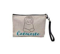Pochette in lino, collezione inglese animali da compagnia scherzo cane gatto umorismo giochi di parola gattino cucciolo - astuccio per trucco in tela effetto lino - astuccio da toilette - portamonete,