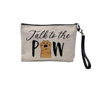 Pochette in lino, collezione inglese animali da compagnia scherzo cane gatto umorismo giochi di parola gattino cucciolo - astuccio per trucco in tela effetto lino - astuccio da toilette - portamonete,