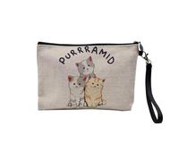 Pochette in lino, collezione inglese animali da compagnia scherzo cane gatto umorismo giochi di parola gattino cucciolo - astuccio per trucco in tela effetto lino - astuccio da toilette - portamonete,