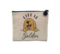 Pochette in lino, collezione inglese animali da compagnia scherzo cane gatto umorismo giochi di parola gattino cucciolo - astuccio per trucco in tela effetto lino - astuccio da toilette - portamonete,