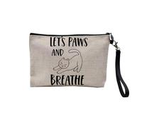 Pochette in lino, collezione inglese animali da compagnia scherzo cane gatto umorismo giochi di parola gattino cucciolo - astuccio per trucco in tela effetto lino - astuccio da toilette - portamonete,