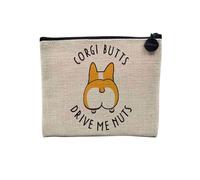 Pochette in lino, collezione inglese animali da compagnia scherzo cane gatto umorismo giochi di parola gattino cucciolo - astuccio per trucco in tela effetto lino - astuccio da toilette - portamonete,