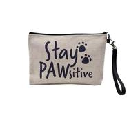 Pochette in lino, collezione inglese animali da compagnia scherzo cane gatto umorismo giochi di parola gattino cucciolo - astuccio per trucco in tela effetto lino - astuccio da toilette - portamonete,
