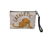 Pochette in lino, collezione inglese animali da compagnia scherzo cane gatto umorismo giochi di parola gattino cucciolo - astuccio per trucco in tela effetto lino - astuccio da toilette - portamonete,