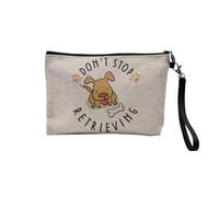 Pochette in lino, collezione inglese animali da compagnia scherzo cane gatto umorismo giochi di parola gattino cucciolo - astuccio per trucco in tela effetto lino - astuccio da toilette - portamonete,