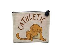 Pochette in lino, collezione inglese animali da compagnia scherzo cane gatto umorismo giochi di parola gattino cucciolo - astuccio per trucco in tela effetto lino - astuccio da toilette - portamonete,