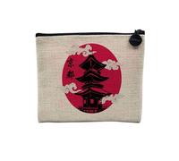 Pochette in lino - Collezione Japan Creation Original Asia Culture Manga Illustration Food Tokyo - Astuccio per trucco in tela effetto lino, astuccio da toilette - Portamonete, Kyoto, 15 x 10 cm,