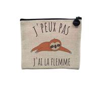 Pochette in lino - Collezione J'Peux Pas J'Ai Humour Jague Passion Strumento Music Sport Hobbies - Astuccio per trucco in tela effetto lino - Astuccio da toilette - Portamonete, La Flemma 4, 15 x 10
