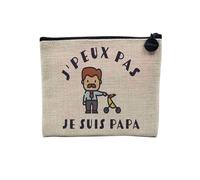 Pochette in lino - Collezione J'Peux Pas J'Ai Humour Jague Passion Strumento Music Sport Hobbies - Astuccio per trucco in tela effetto lino - Astuccio da toilette - Portamonete, Papa., 15 x 10 cm,