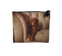 Pochette in lino - Collezione Migliori Foto di Cane Amici, Cucciolo Piccolo Medio, Grande Husky Retriever Labrador - Astuccio per Trucco in Tela Aspetto Lino - Astuccio da toilette - Portamonete, Re