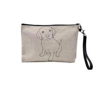Pochette in lino - Collezione Migliori Foto di Cane Amici, Cucciolo Piccolo Medio, Grande Husky Retriever Labrador - Astuccio per Trucco in Tela Aspetto Lino - Astuccio da toilette - Portamonete,