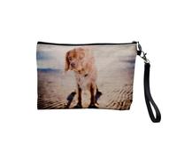 Pochette in lino - Collezione Migliori Foto di Cane Amici, Cucciolo Piccolo Medio, Grande Husky Retriever Labrador - Astuccio per Trucco in Tela Aspetto Lino - Astuccio da toilette - Portamonete, Re