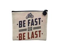 Pochette in lino, collezione Moto Motard Course Cafe Racer Big Bike Motocross Bikers - Astuccio per trucco in tela effetto lino, astuccio da toilette - Portamonete, Be Fast, 15 x 10 cm, Astuccio per