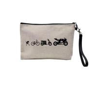 Pochette in lino, collezione Moto Motard Course Cafe Racer Big Bike Motocross Bikers - Astuccio per trucco in tela effetto lino, astuccio da toilette - Portamonete, Moto Silhouette, 23.5 x 15 cm,