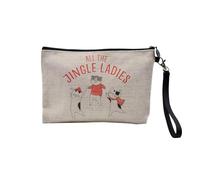 Pochette in lino - Collezione Noel Vintage Retro Disegno Illustrazione Foto Pere Natale Albero Decoration - Astuccio trucco in tela effetto lino - Astuccio da toilette - Portamonete, Jingle Ladies,