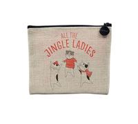 Pochette in lino - Collezione Noel Vintage Retro Disegno Illustrazione Foto Pere Natale Albero Decoration - Astuccio trucco in tela effetto lino - Astuccio da toilette - Portamonete, Jingle Ladies, 15