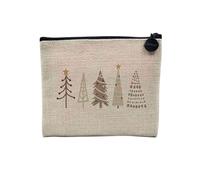 Pochette in lino - Collezione Noel Vintage Retro Disegno Illustrazione Foto Pere Natale Albero Decoration - Astuccio trucco in tela effetto lino - Astuccio da toilette - Portamonete, Albero di Natale,