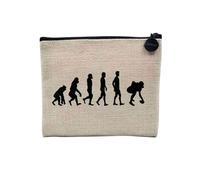 Pochette in lino - Collezione Parodia Evolution dell'uomo Passione Sport Tempo Libero Strumento Musicista Musica - Astuccio Trucco in Tela Aspetto Lino - Astuccio da toilette - Portamonete, Calcio
