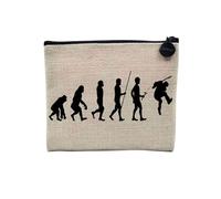 Pochette in lino - Collezione Parodia Evolution dell'uomo Passione Sport Tempo Libero Strumento Musicista Musica - Astuccio Trucco in Tela Aspetto Lino - Astuccio da toilette - Portamonete, Chitarra
