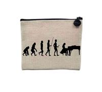 Pochette in lino - Collezione Parodia Evolution dell'uomo Passione Sport Tempo Libero Strumento Musicista Musica - Astuccio Trucco in Tela Aspetto Lino - Astuccio da toilette - Portamonete, pianoforte