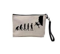 Pochette in lino - Collezione Parodia Evolution dell'uomo Passione Sport Tempo Libero Strumento Musicista Musica - Astuccio Trucco in Tela Aspetto Lino - Astuccio da toilette - Portamonete,