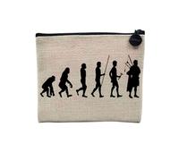 Pochette in lino - Collezione Parodia Evolution dell'uomo Passione Sport Tempo Libero Strumento Musicista Musica - Astuccio Trucco in Tela Aspetto Lino - Astuccio da toilette - Portamonete, Cornamusa,