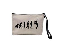 Pochette in lino - Collezione Parodia Evolution dell'uomo Passione Sport Tempo Libero Strumento Musicista Musica - Astuccio Trucco in Tela Aspetto Lino - Astuccio da toilette - Portamonete, Tennis,