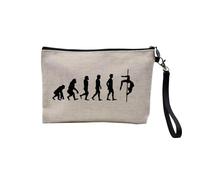 Pochette in lino - Collezione Parodia Evolution dell'uomo Passione Sport Tempo Libero Strumento Musicista Musica - Astuccio Trucco in Tela Aspetto Lino - Astuccio da toilette - Portamonete, Pole