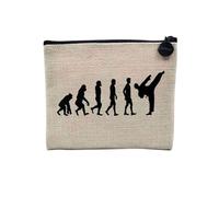 Pochette in lino - Collezione Parodia Evolution dell'uomo Passione Sport Tempo Libero Strumento Musicista Musica - Astuccio Trucco in Tela Aspetto Lino - Astuccio da toilette - Portamonete, Karate, 15