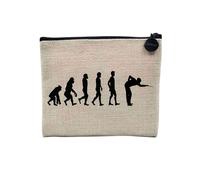 Pochette in lino - Collezione Parodia Evolution dell'uomo Passione Sport Tempo Libero Strumento Musicista Musica - Astuccio Trucco in Tela Aspetto Lino - Astuccio da toilette - Portamonete, Biliardo,