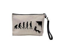 Pochette in lino - Collezione Parodia Evolution dell'uomo Passione Sport Tempo Libero Strumento Musicista Musica - Astuccio Trucco in Tela Aspetto Lino - Astuccio da toilette - Portamonete, Speleo,