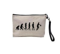 Pochette in lino - Collezione Parodia Evolution dell'uomo Passione Sport Tempo Libero Strumento Musicista Musica - Astuccio Trucco in Tela Aspetto Lino - Astuccio da toilette - Portamonete, Rugby,