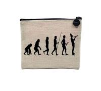 Pochette in lino - Collezione Parodia Evolution dell'uomo Passione Sport Tempo Libero Strumento Musicista Musica - Astuccio Trucco in Tela Aspetto Lino - Astuccio da toilette - Portamonete, Tromba, 15