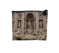 Pochette in lino, collezione Plus Beaux Monument del Mondo Meraviglie del Mondo Arcitettura Città Costruzioni - Astuccio per trucco in tela effetto lino, astuccio da toilette - Portamonete, Fontana di