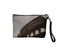 Pochette in lino, collezione Plus Beaux Monument del Mondo Meraviglie del Mondo Arcitettura Città Costruzioni - Astuccio per trucco in tela effetto lino, astuccio da toilette - Portamonete, Colosse,