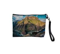 Pochette in lino - Collezione Plus Belle foto di montagna Pic Lago Neve Punta Alpi Pirenei Rocciose Sci - Astuccio per trucco in tela effetto lino, astuccio da toilette - Portamonete, Isole Canarie,
