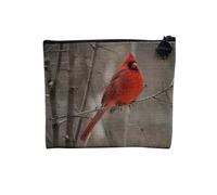 Pochette in lino - Collezione Plus Belle foto Uccello Albero Trapano Animali Fiori Natura - Astuccio trucco in tela effetto lino - Astuccio da toilette - Portamonete, Cardinale Rosso, 15 x 10 cm,
