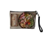 Pochette in lino - Collezione Plus Belle immagini di cucina del mondo Giappone Spagna piatti - Astuccio per trucco in tela effetto lino - Astuccio da toilette - Portamonete, Spagna Paella, 23.5 x 15