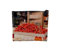 Pochette in lino - Collezione Plus Belle immagini di cucina del mondo Giappone Spagna piatti - Astuccio per trucco in tela effetto lino - Astuccio da toilette - Portamonete, Peperoncini, 15 x 10 cm,