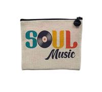 Pochette in lino - Collezione scherzo giochi di parola musica musicista strumento strumentista pop rock classico - Astuccio per trucco in tela effetto lino - Astuccio da toilette - Portamonete, Soul