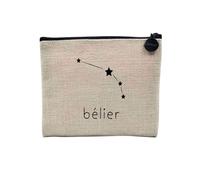 Pochette in lino - Collezione Segno Astrologia Constellation Minimalista Tarocchi Zodiaco Astre Divination - Astuccio per trucco in tela effetto lino - Astuccio da toilette - Portamonete,