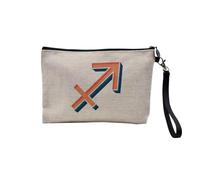 Pochette in lino - Collezione Segno Astrologia Constellation Minimalista Tarocchi Zodiaco Astre Divination - Astuccio per trucco in tela effetto lino - Astuccio da toilette - Portamonete, Segno