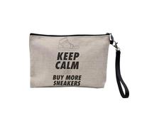 Pochette in lino - Collezione Sneaker Culture Sneakerhead Collection Shoes Hobby Kicks Scarpa Marca Addict - Astuccio trucco in tela effetto lino - Astuccio da toilette - Portamonete, Keep Calm, 23.5