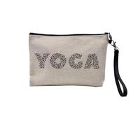 Pochette in lino - Collezione Spiritual Monument India Thailandia Buddismo religione monaci - Astuccio per trucco in tela effetto lino - Astuccio da toilette - Portamonete, Yog Lettere, 23.5 x 15 cm,