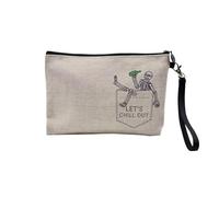 Pochette in lino, collezione tasca a sorpresa umorismo, scherzo carino design originale, astuccio per trucco in tela, effetto lino, astuccio da bagno, portamonete, Chill Out, 23.5 x 15 cm, Astuccio