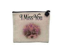 Pochette in lino - Collezione Zoomer Culture Collage Vintage Illustration Art Humour Scherzo Street Wear - Astuccio trucco in tela effetto lino - Astuccio da toilette - Portamonete, I Miss You, 15 x